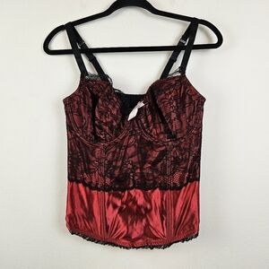 Cacique Lace details black red Corset Top Size 14/16 NWT